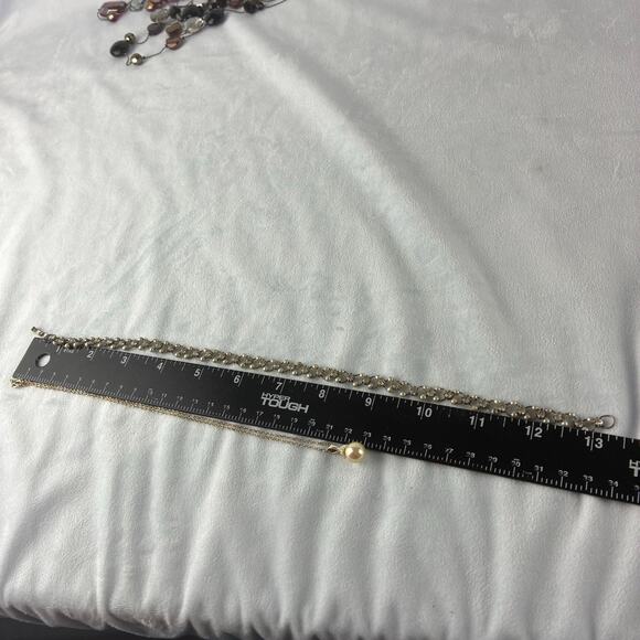 Lot Of 2 Vintage Style Pearl Rhinestone & Gold Tone Pendant Choker Y2K Necklaces - Picture 4 of 7